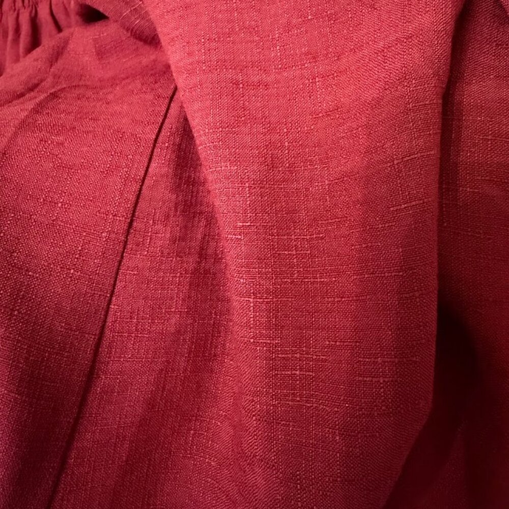 Burgundy High Waist Wide Leg Palazzo Pants Wrap Detail Elastic Back - Picture 10 of 10